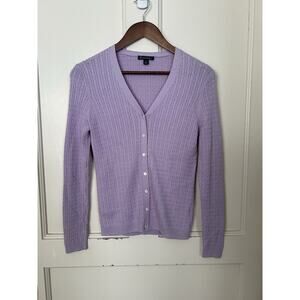 Brooks Brothers Silk Cashmere Cable Knit Cardigan Sweater Womens Size S Lilac